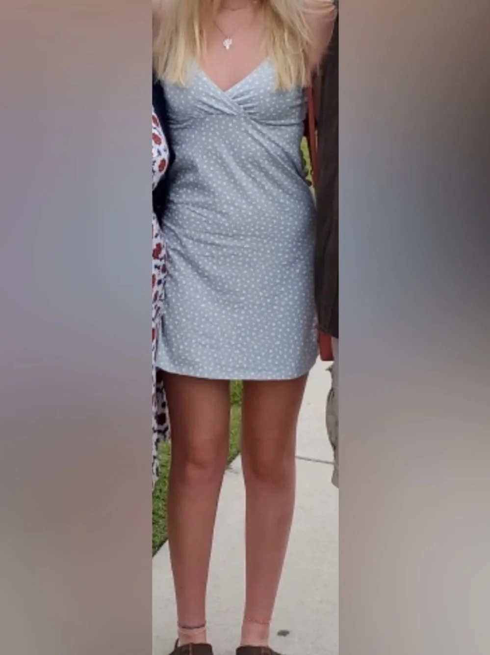 Brandy Melville Grayish Blue Floral Spaghetti-Strap Dress - Picture 5 of 5
